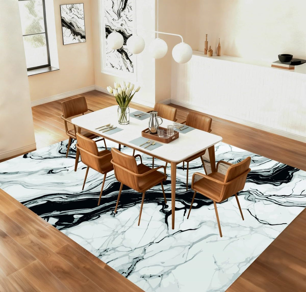 Liquid Marble Washable Modern Area Rug