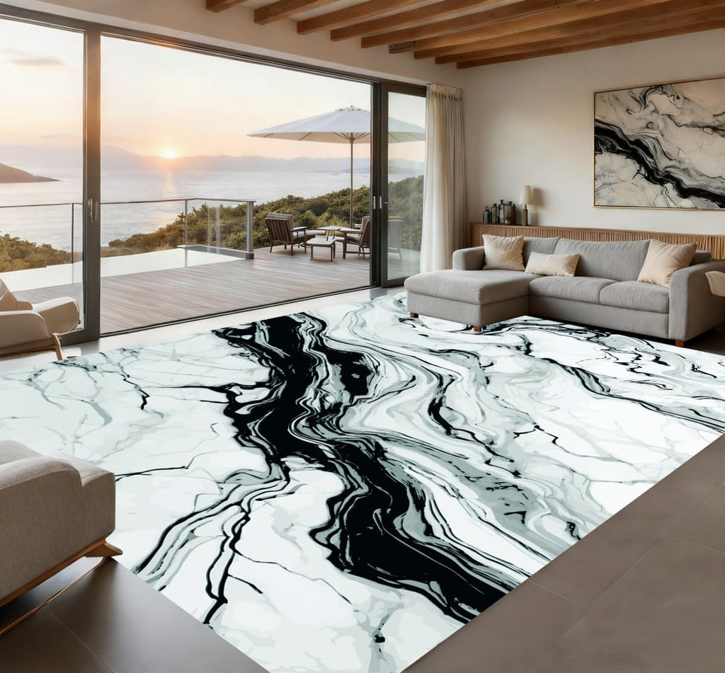 Liquid Marble Washable Modern Area Rug