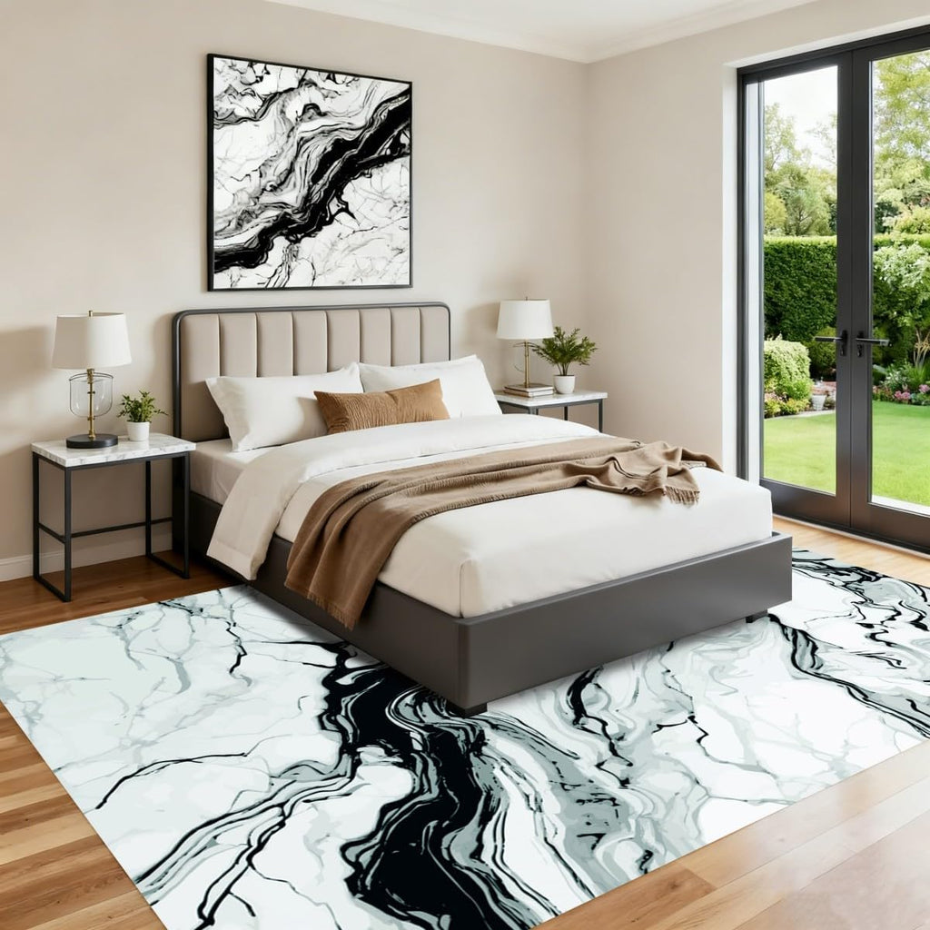 Liquid Marble Washable Modern Area Rug
