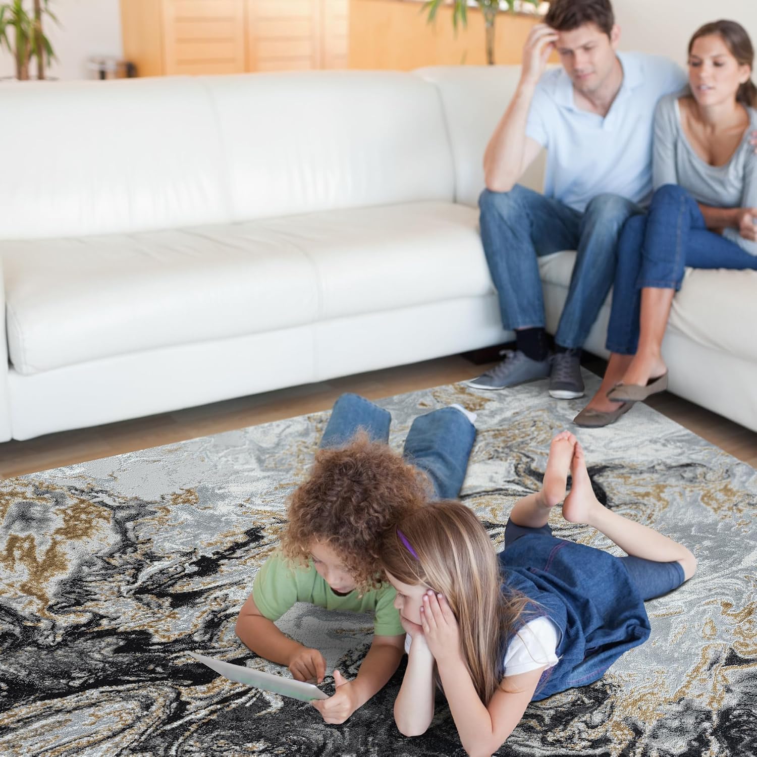 Smoke Marble Swirl Area Rug