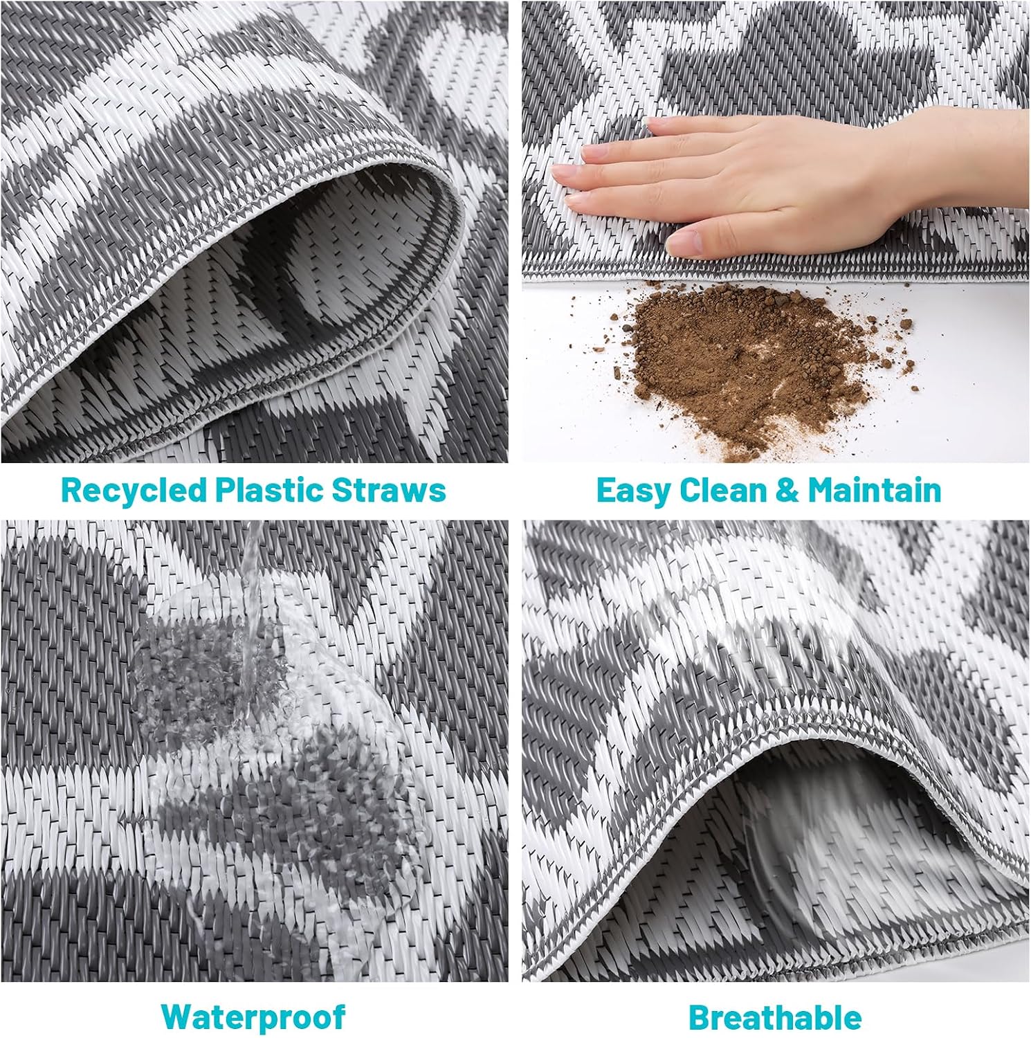 Reversible Waterproof Geometric Outdoor Rug