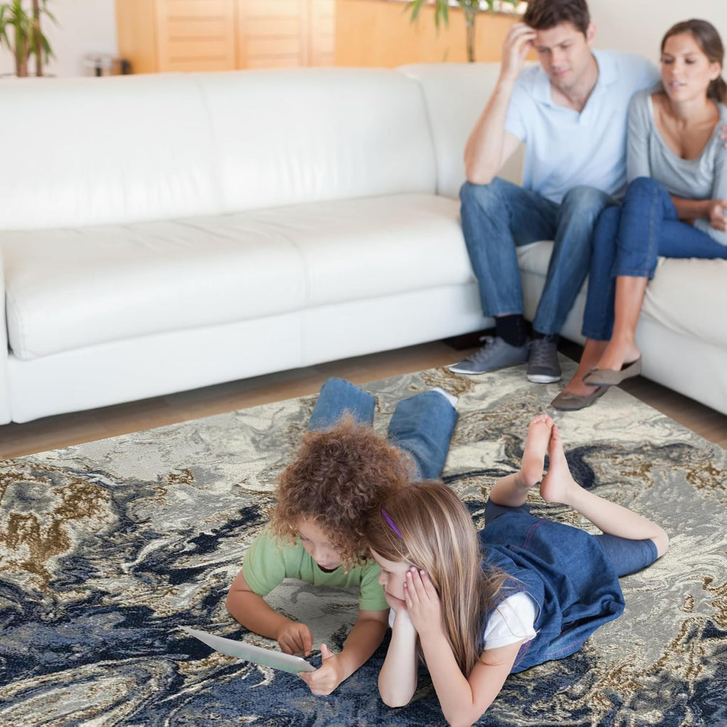 Blue Marble Swirl Area Rug