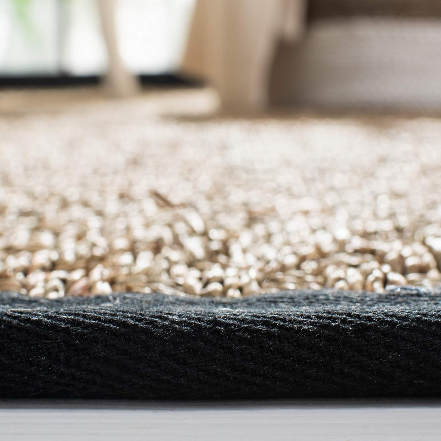 Basketweave Border Seagrass Area Rug