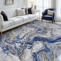 Blue Marble Washable Modern Area Rug