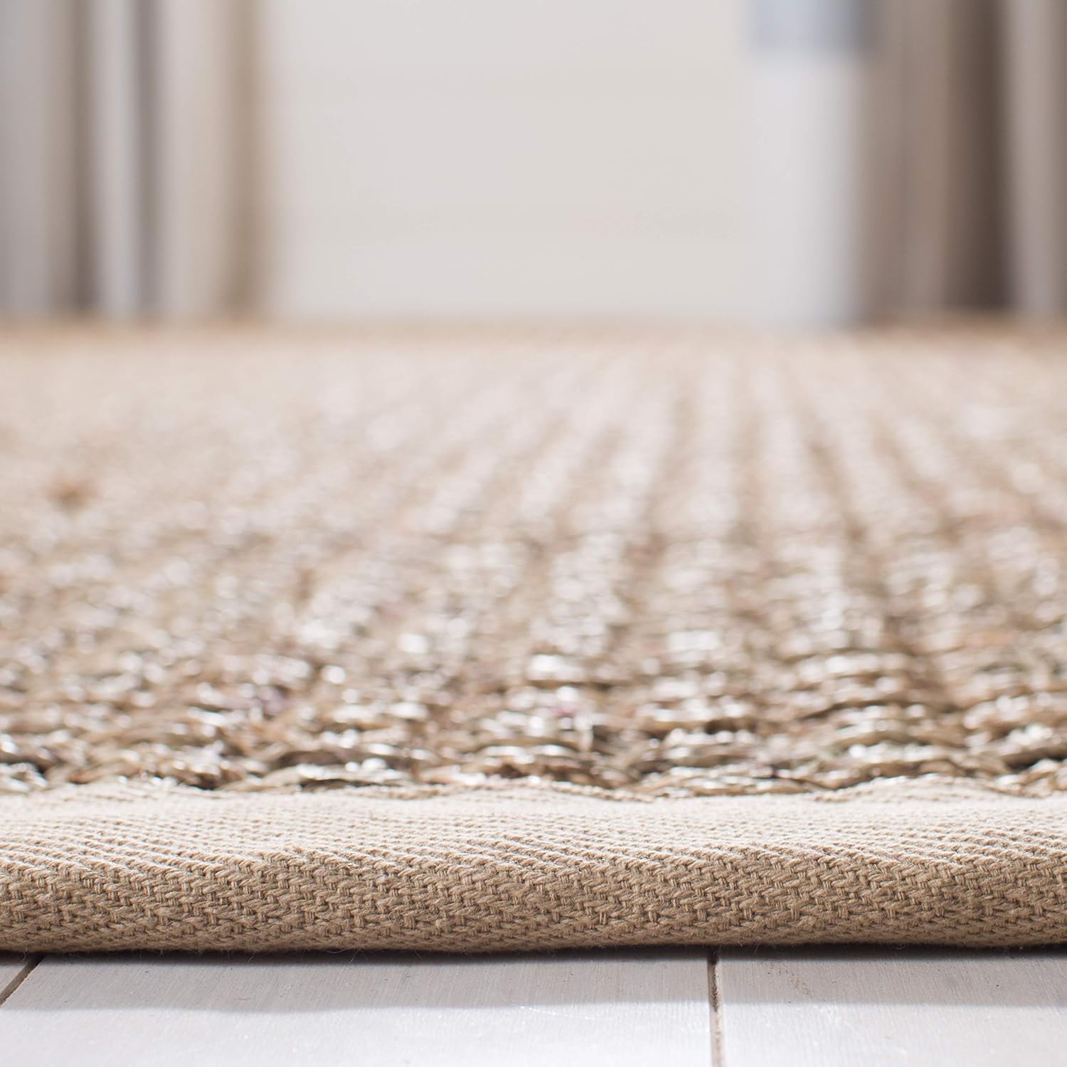 Basketweave Border Seagrass Area Rug