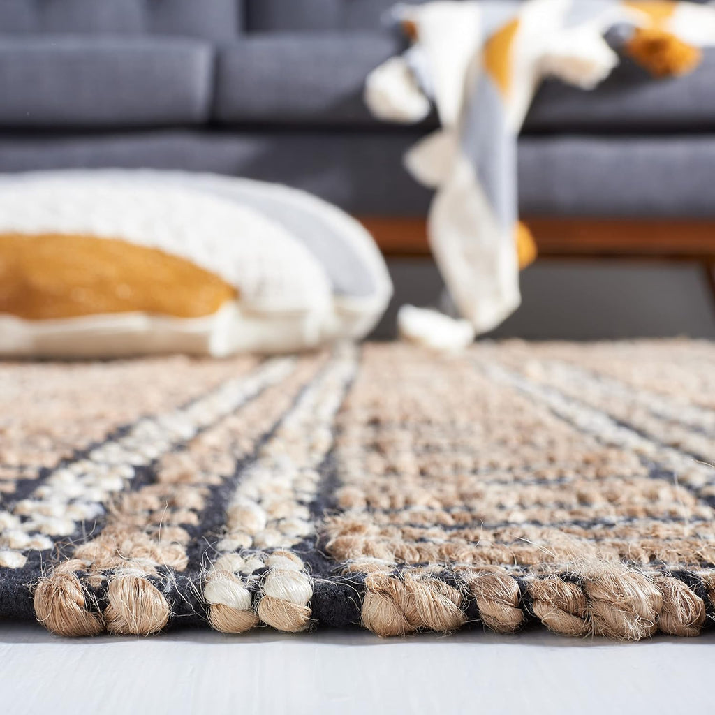 Stripe Handwoven Jute Cotton Area Rug