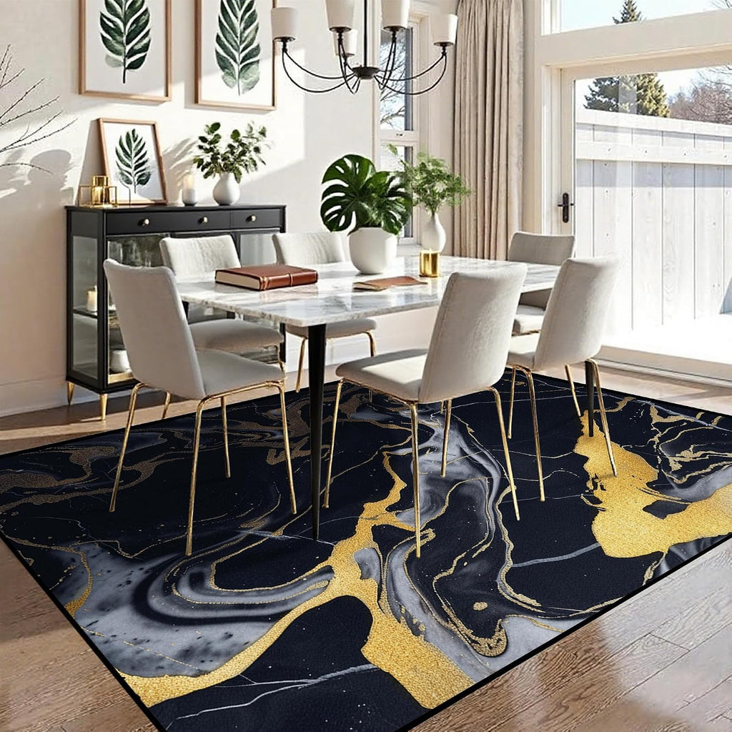 Modern Marble Washable Abstract Area Rug