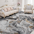 Black Marble Washable Modern Area Rug