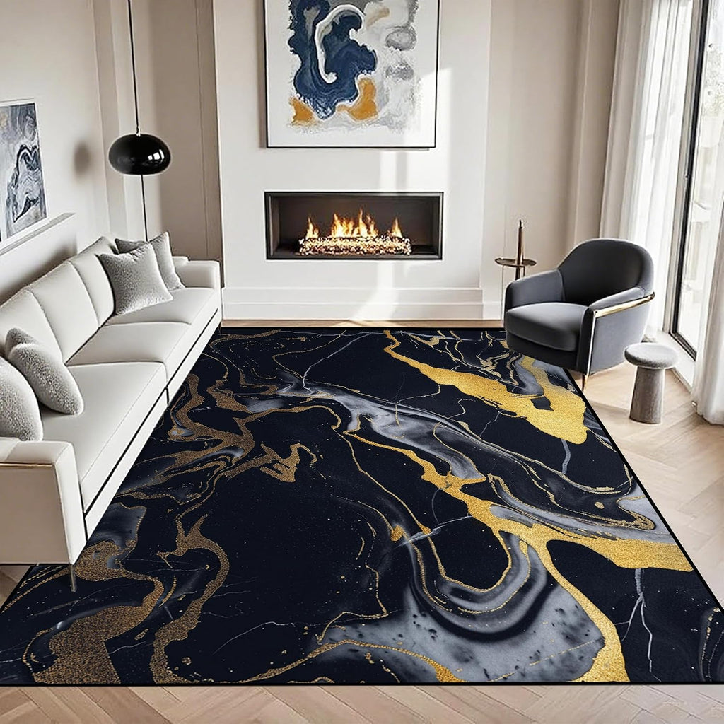 Modern Marble Washable Abstract Area Rug