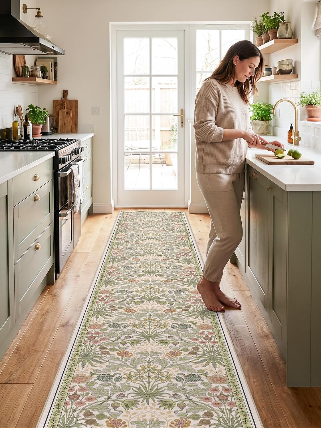 Boho Washable Floral Non Slip Runner Rug