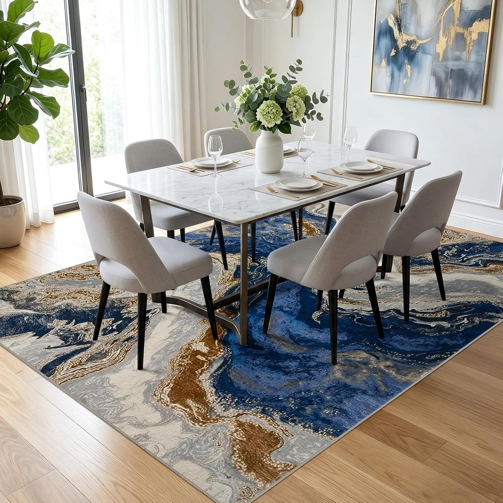 Marble Swirl Washable Modern Area Rug