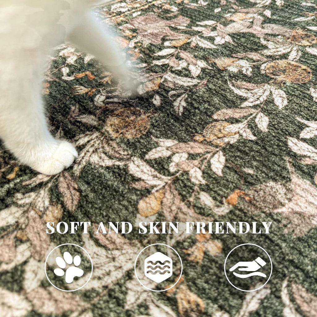 Vintage Floral Pet Friendly Washable Rug