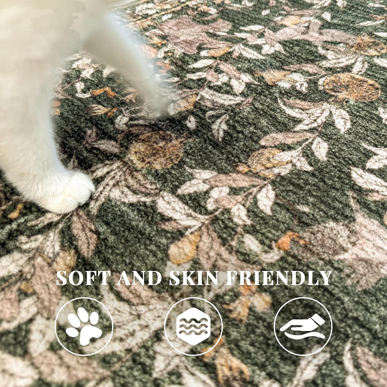 Vintage Floral Pet Friendly Washable Rug