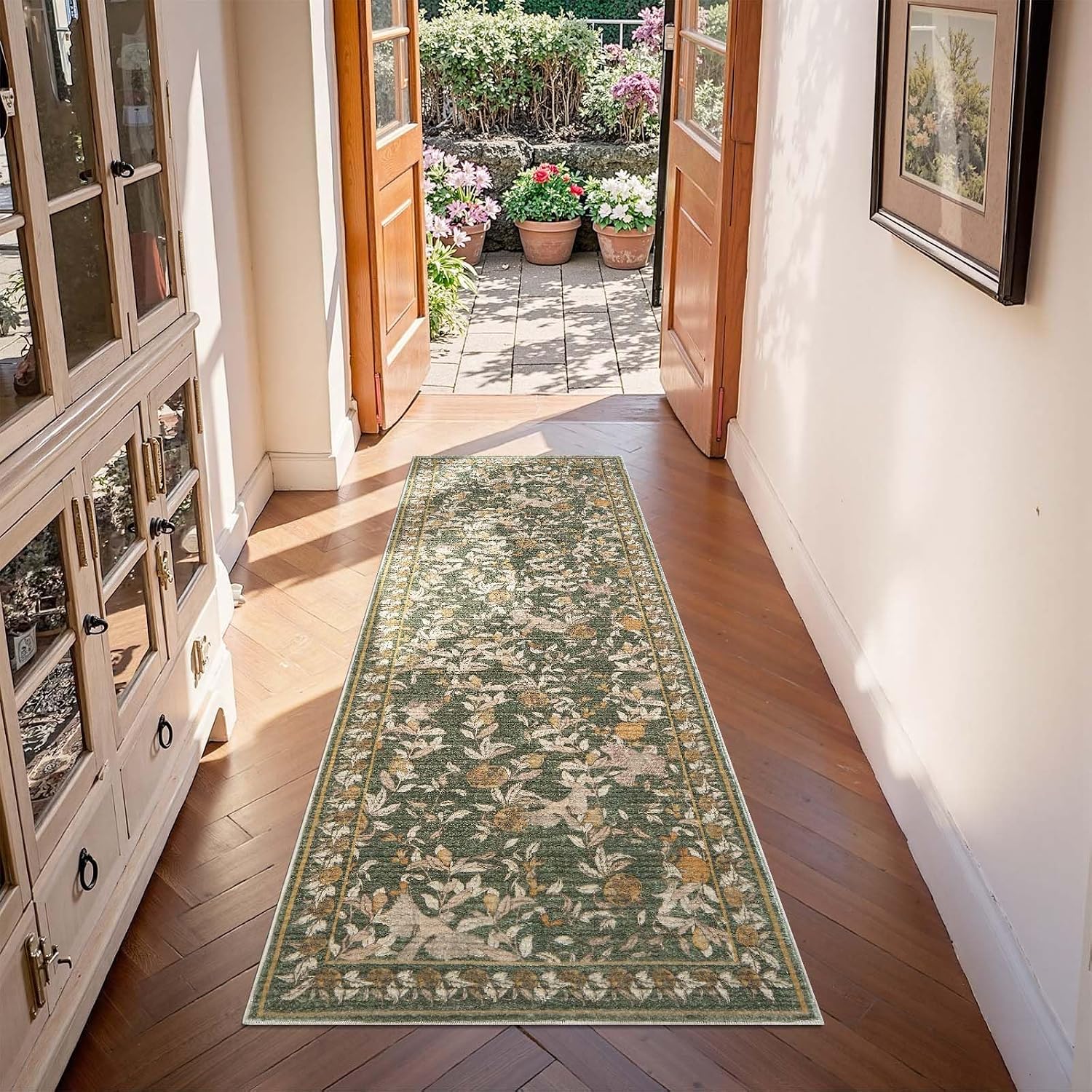 Vintage Floral Pet Friendly Washable Rug