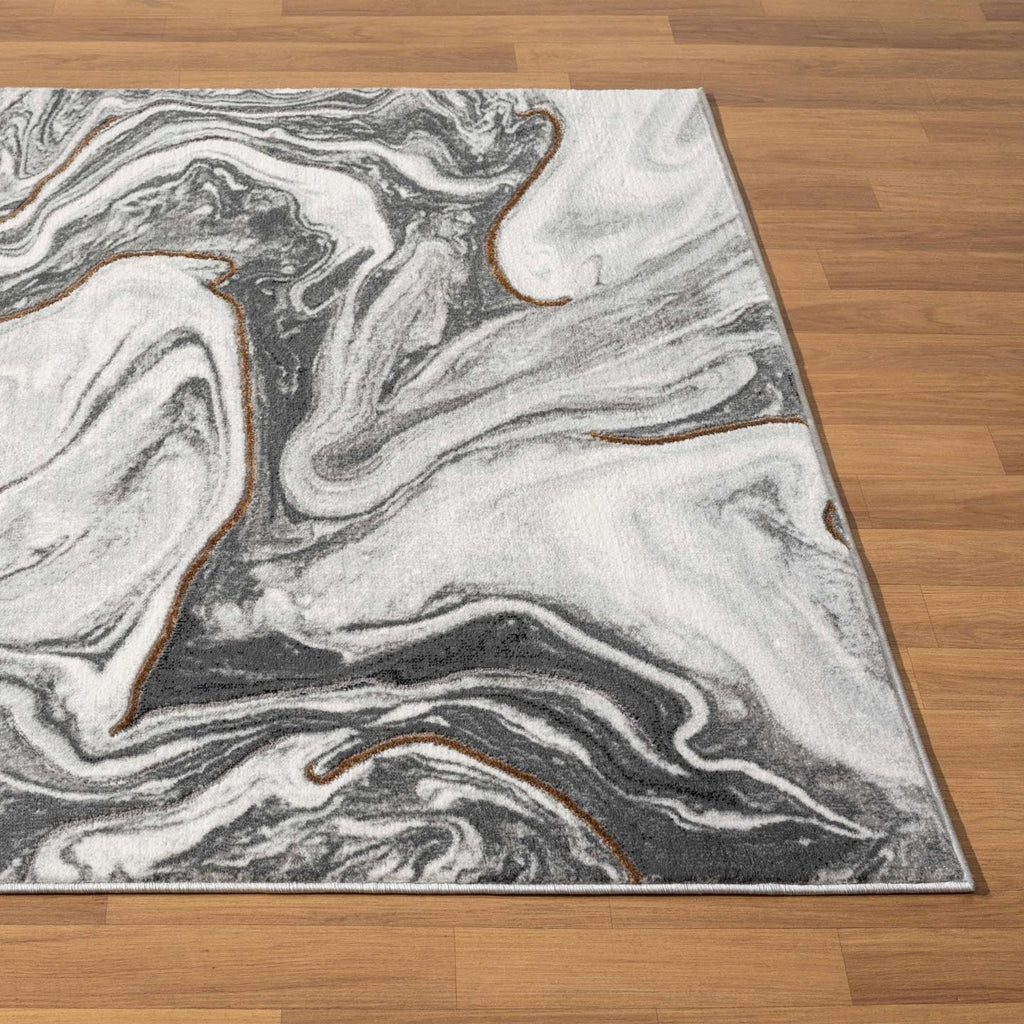 Gray Marble Abstract Area Rug