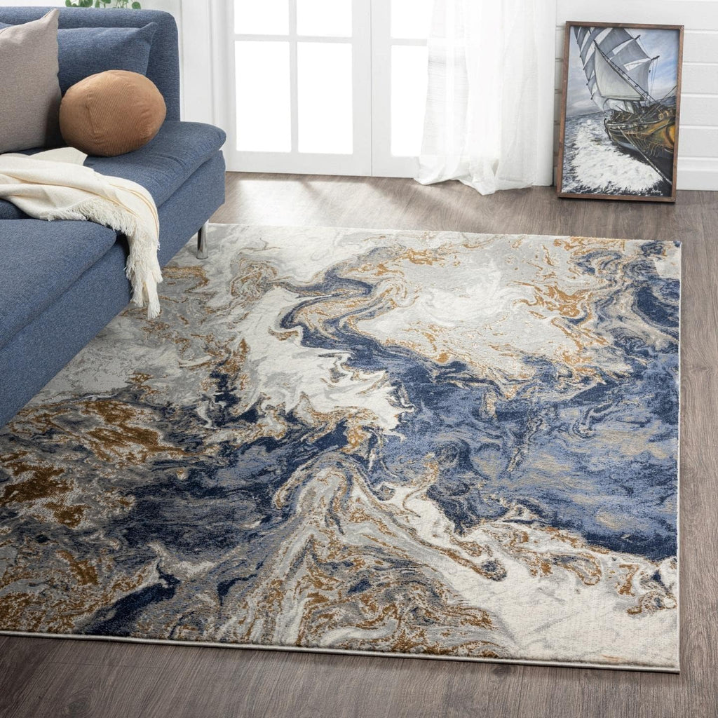 Blue Marble Swirl Area Rug