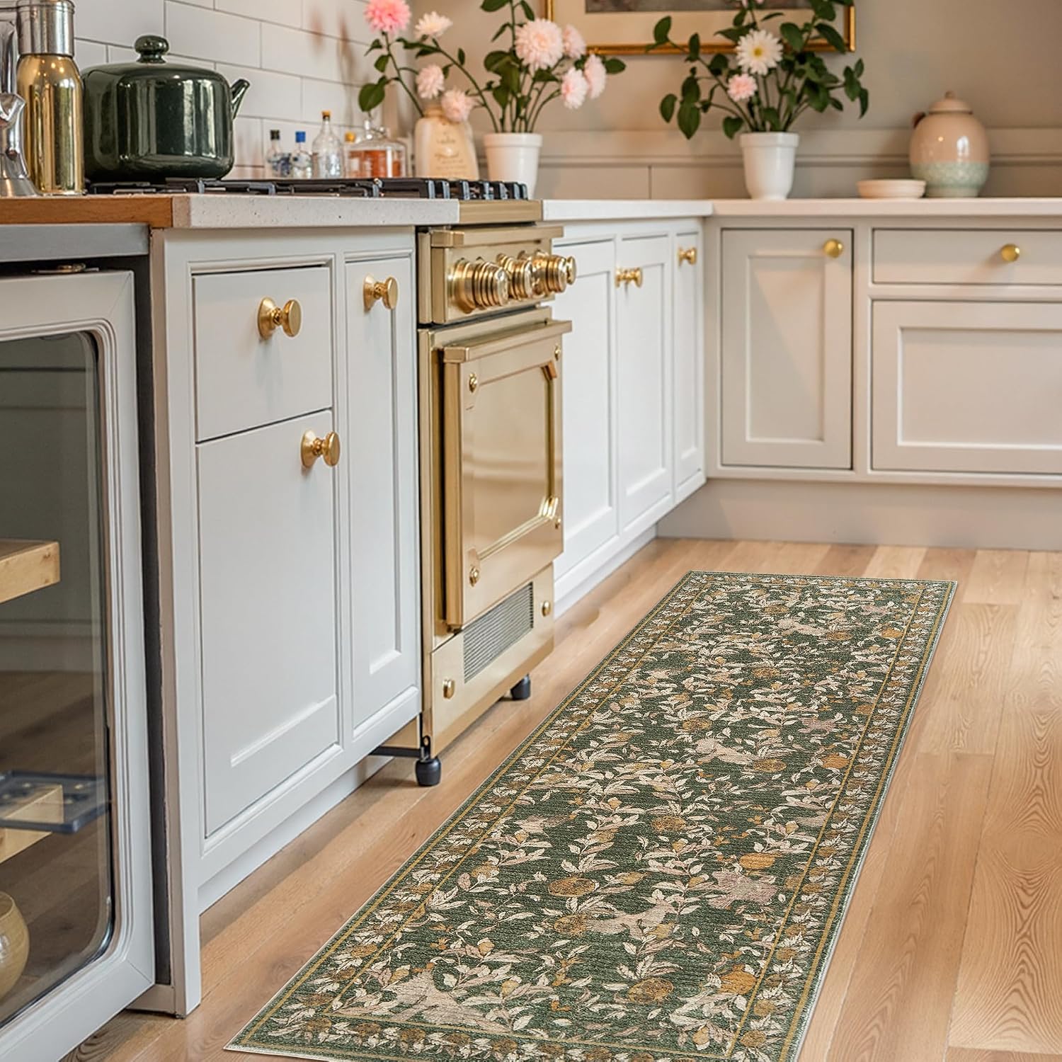Vintage Floral Pet Friendly Washable Rug