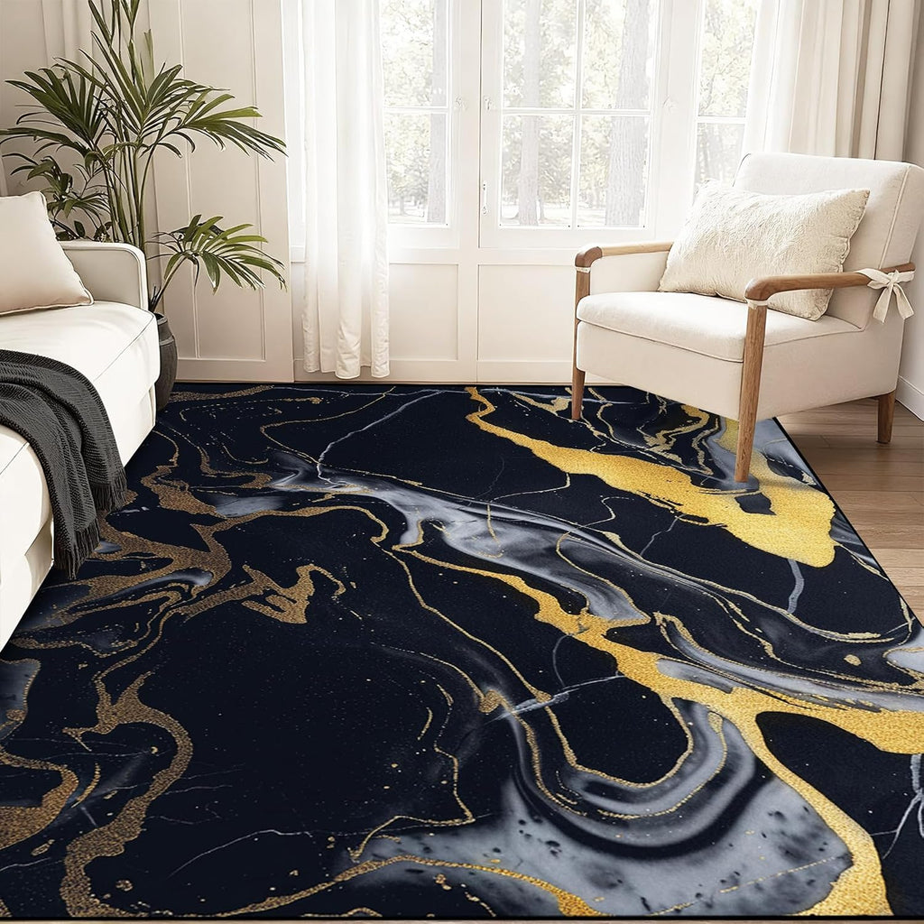 Modern Marble Washable Abstract Area Rug