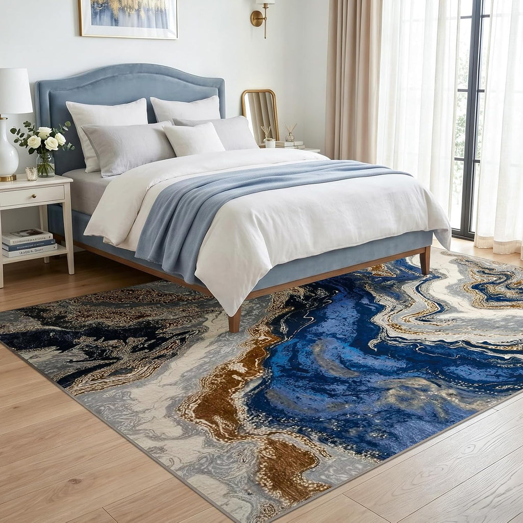 Marble Swirl Washable Modern Area Rug