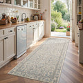 Soft Botanical Floral Washable Runner Rug