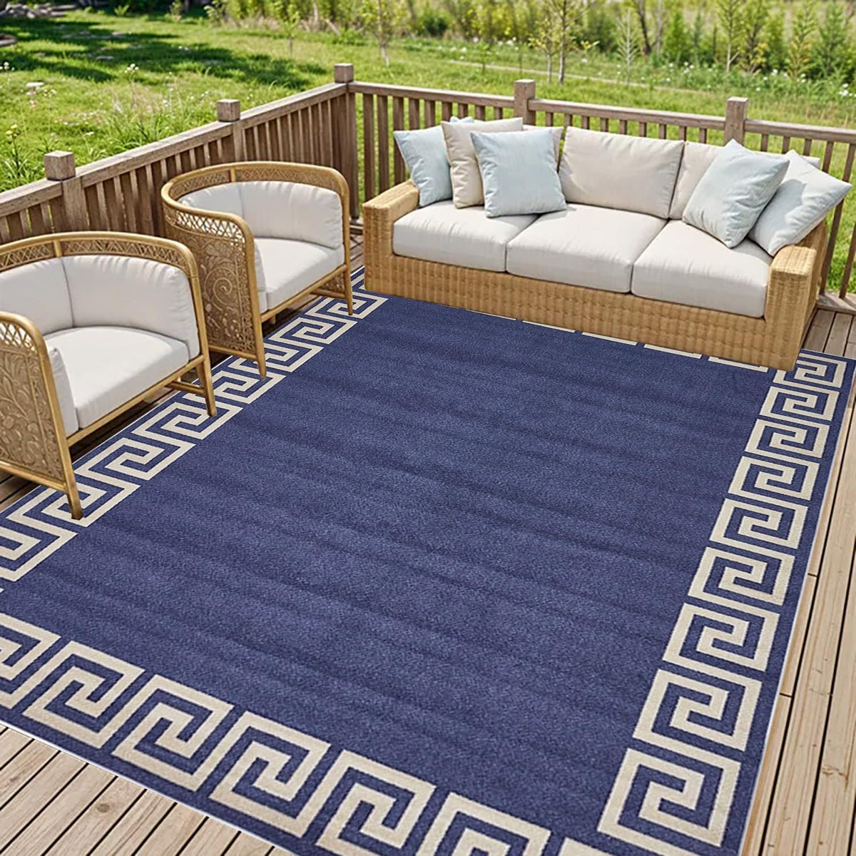 Vintage Geometric Waterproof Reversible Rug