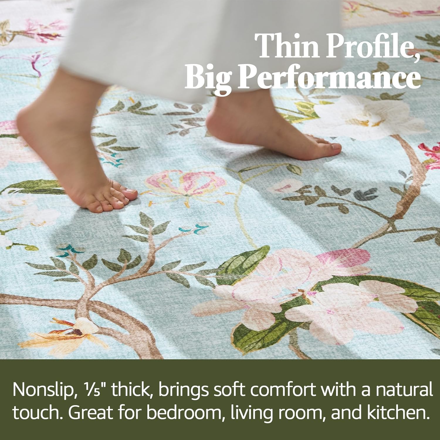Boho Floral Stain Resistant Runner Rug