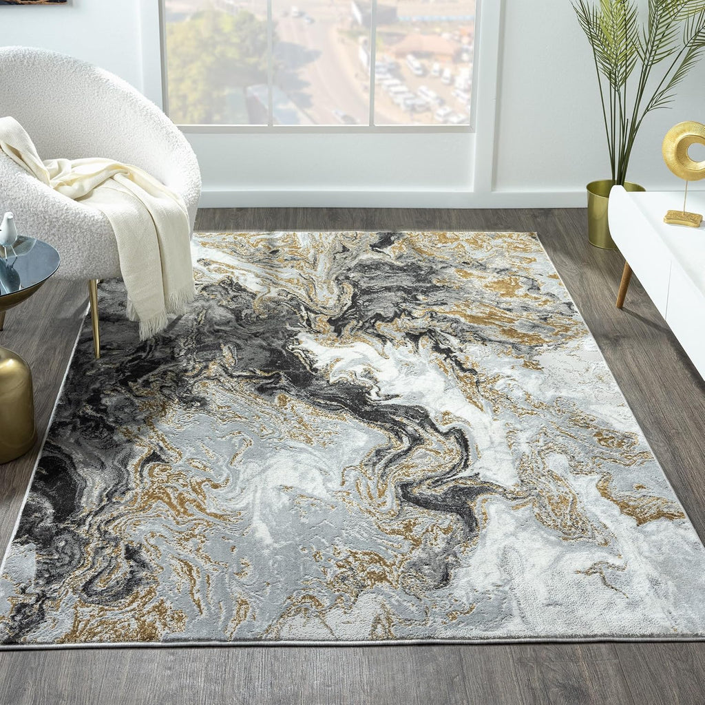 Smoke Marble Swirl Area Rug