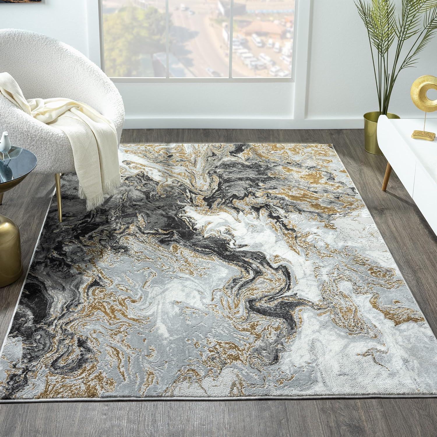 Smoke Marble Swirl Area Rug