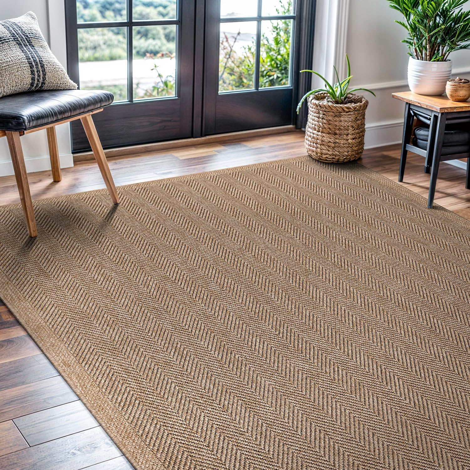 Herringbone Woven Jute Seagrass Rug