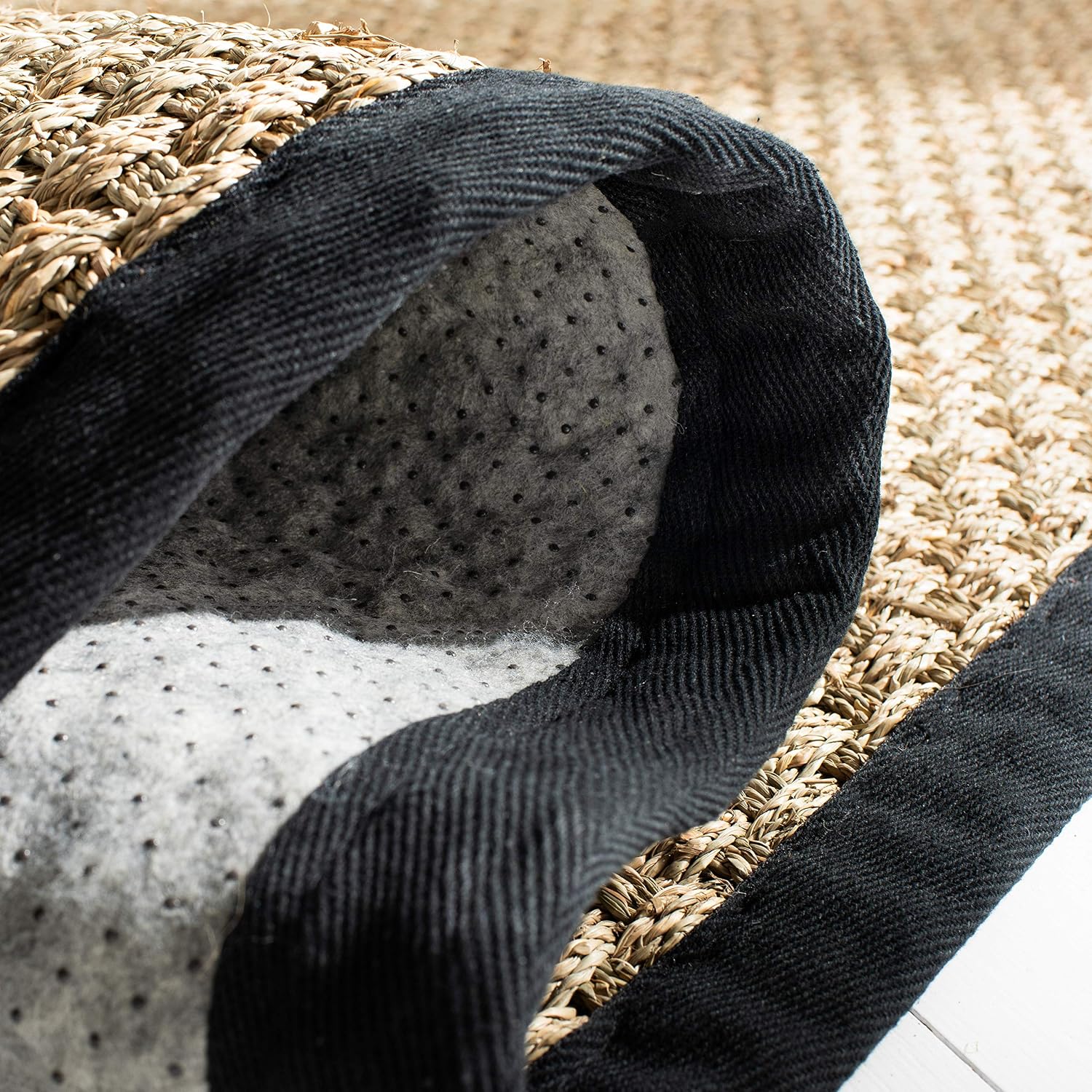 Basketweave Border Seagrass Area Rug