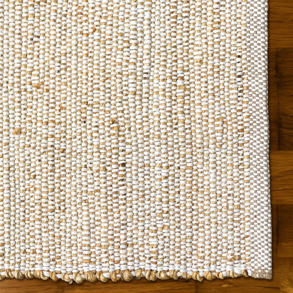 Boho Braided Reversible Jute Cotton Rug