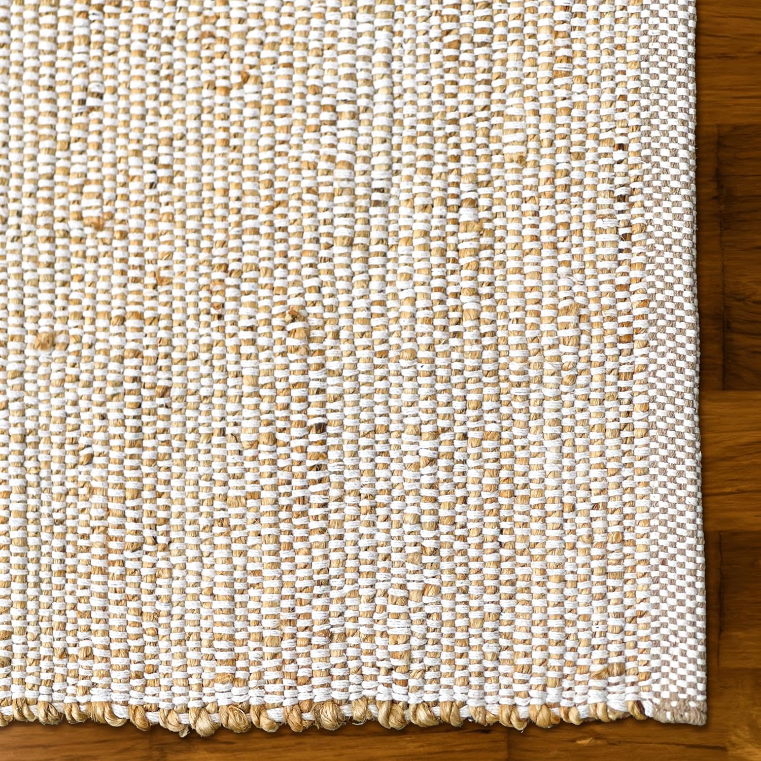 Boho Braided Reversible Jute Cotton Rug