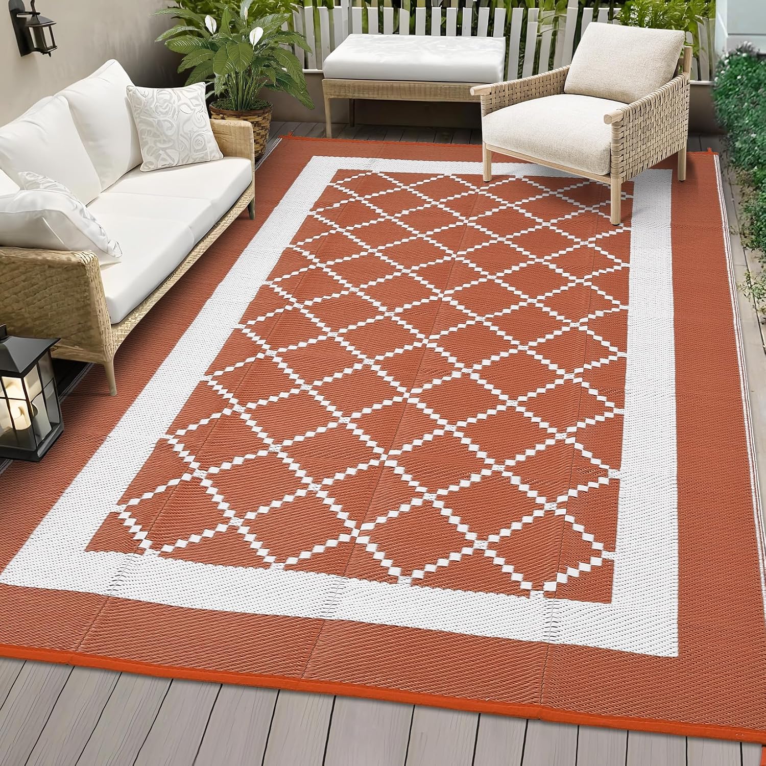 Modern Reversible Waterproof Outdoor Rug