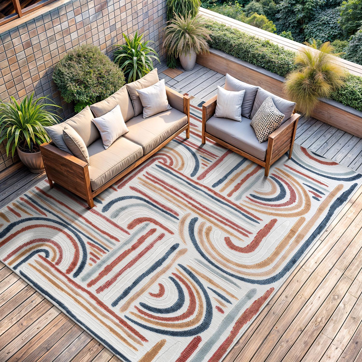 Geometric Washable Indoor Outdoor Area Rug