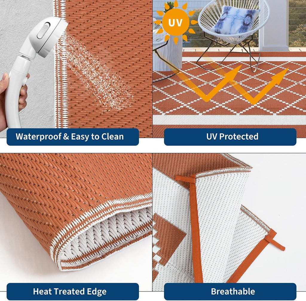 Modern Reversible Waterproof Outdoor Rug