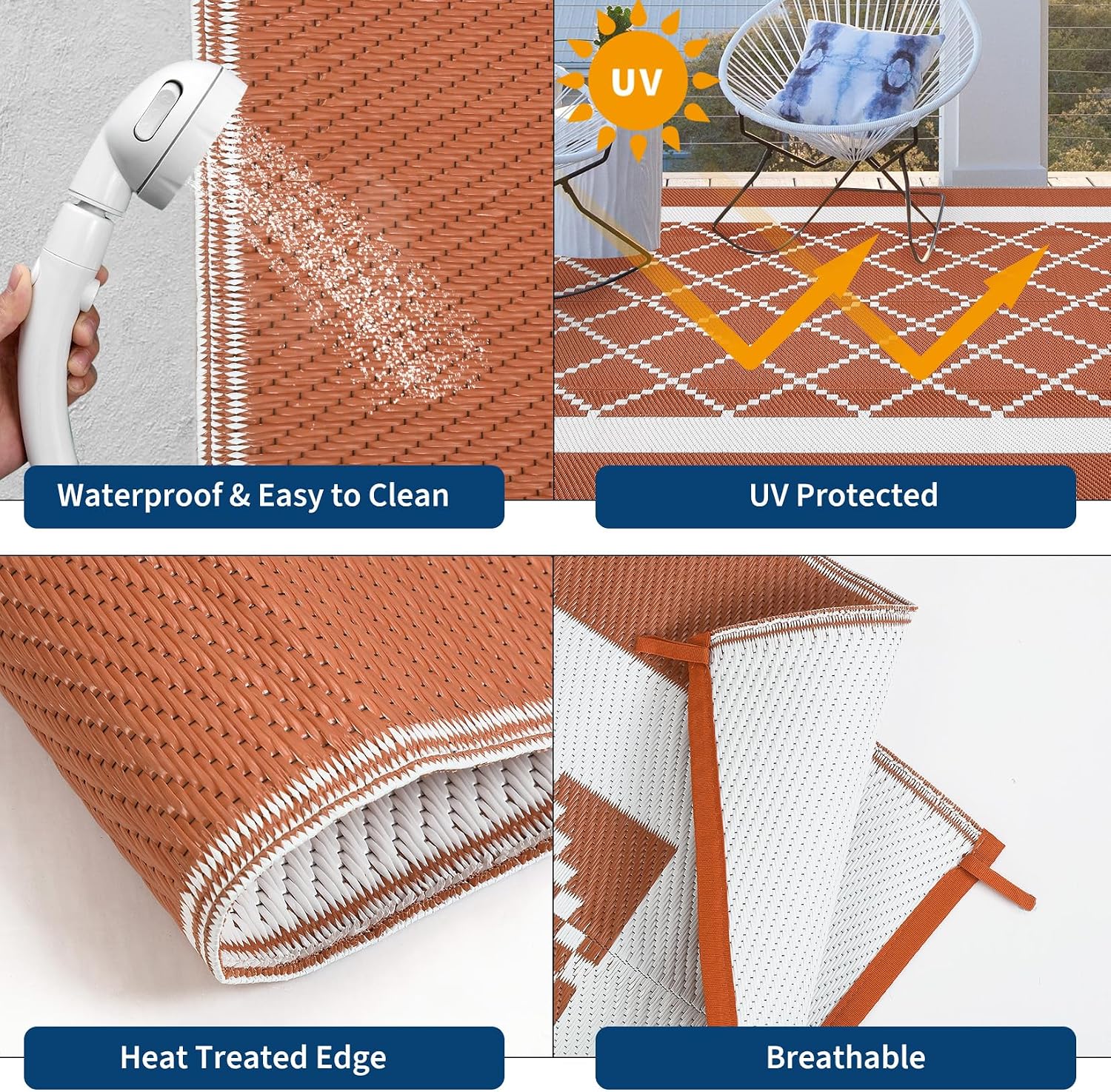 Modern Reversible Waterproof Outdoor Rug