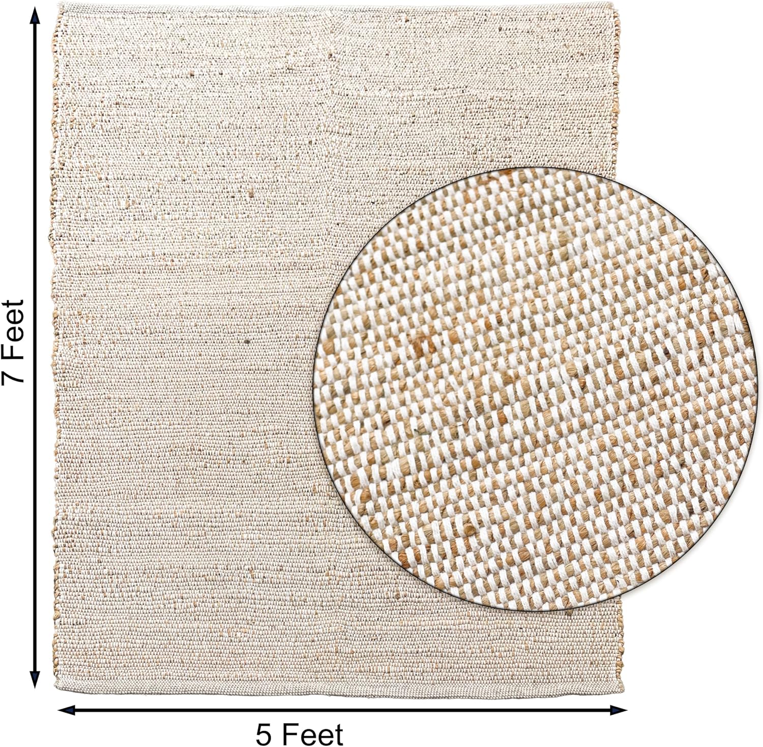 Boho Braided Reversible Jute Cotton Rug