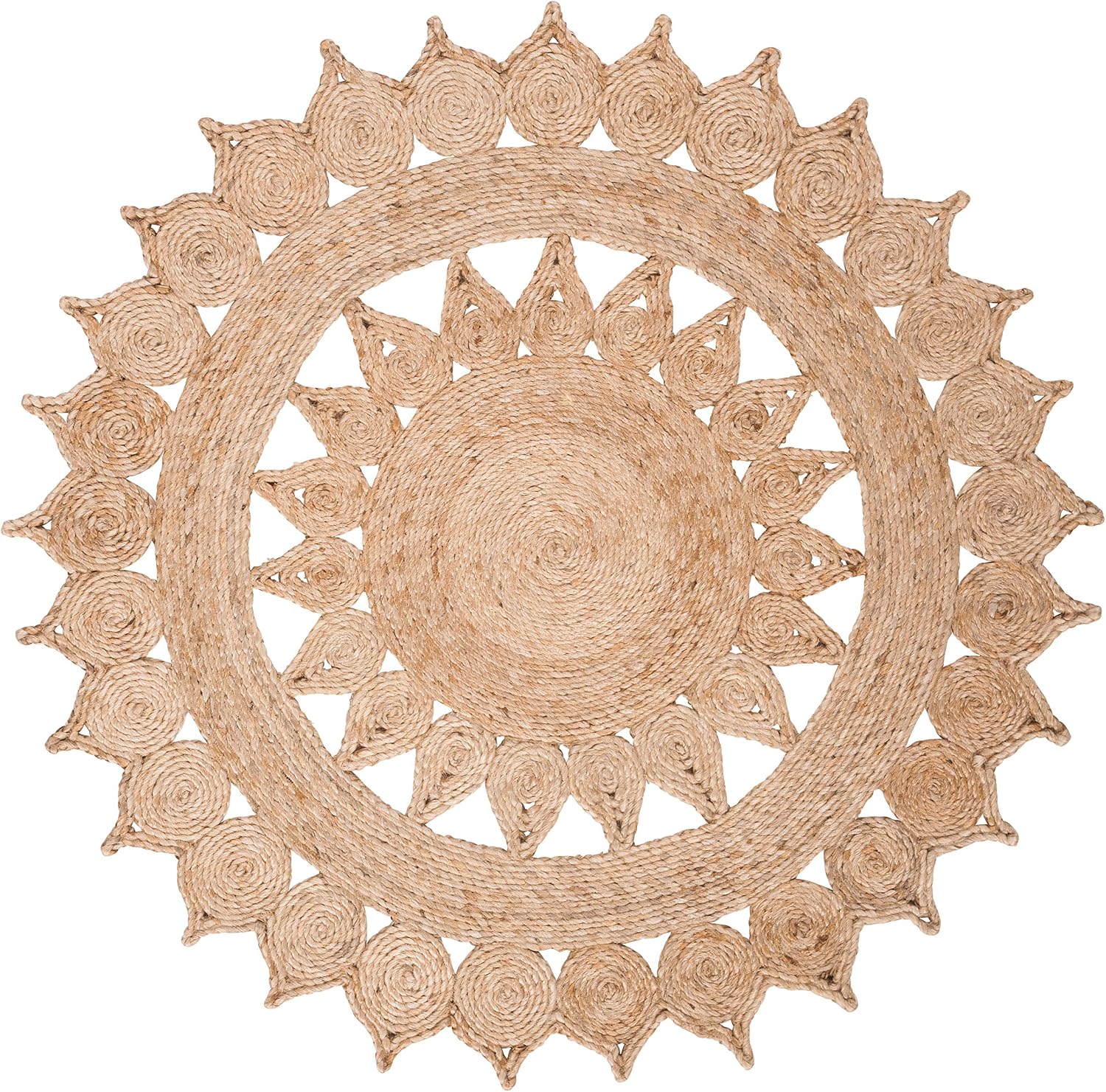 Boho Handmade Round Jute Area Rug
