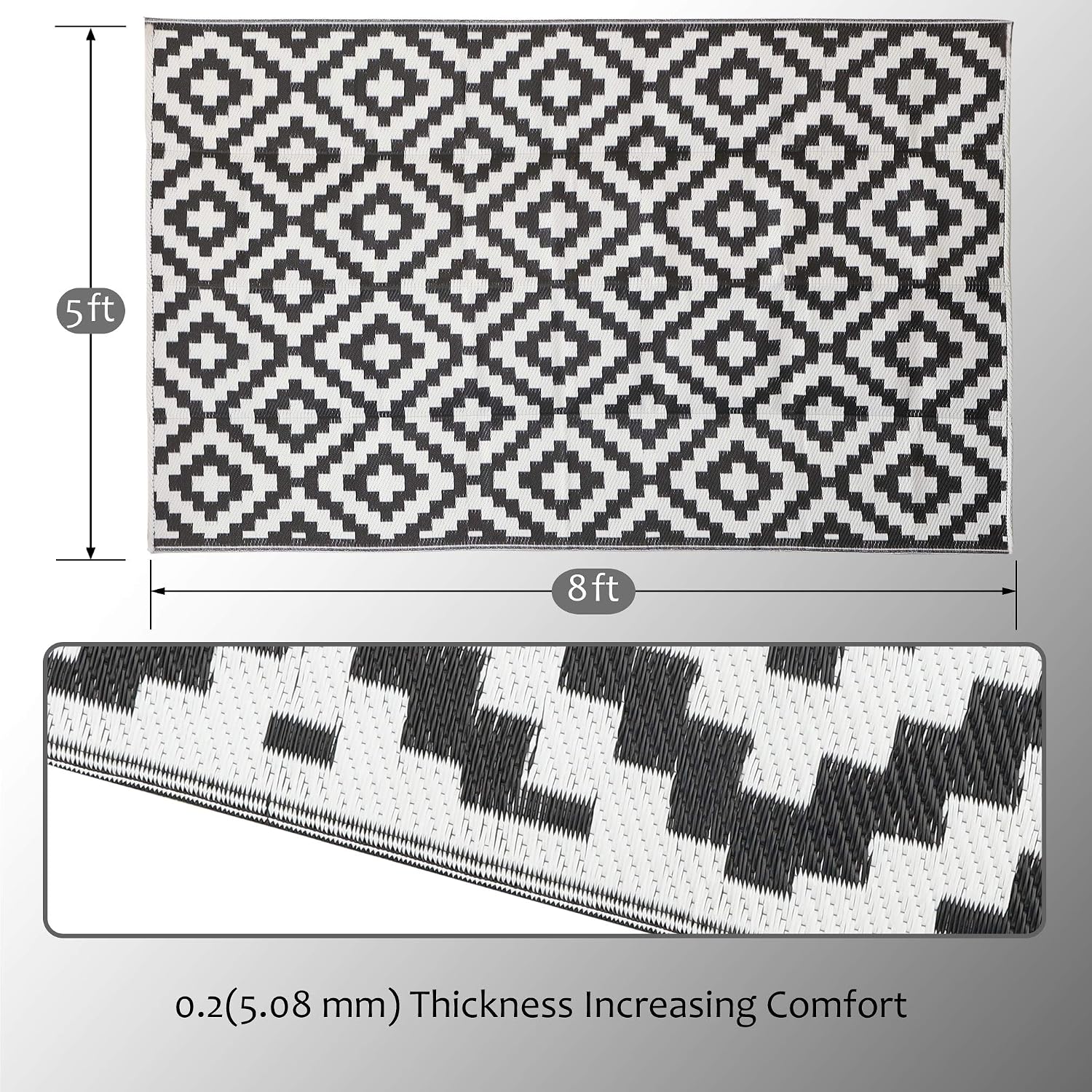 Lattice Reversible Waterproof Outdoor Rug
