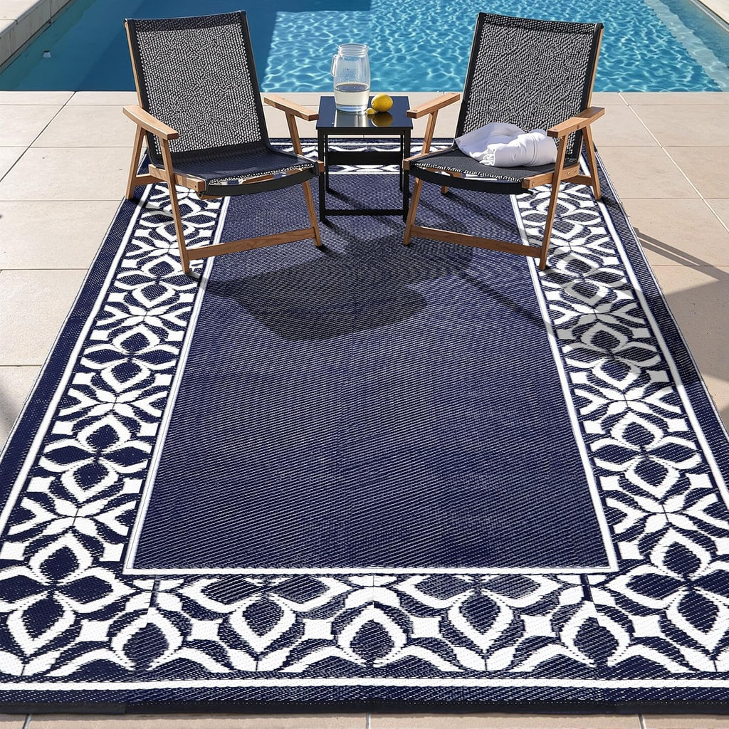 Waterproof Reversible Geometric Patio Rug
