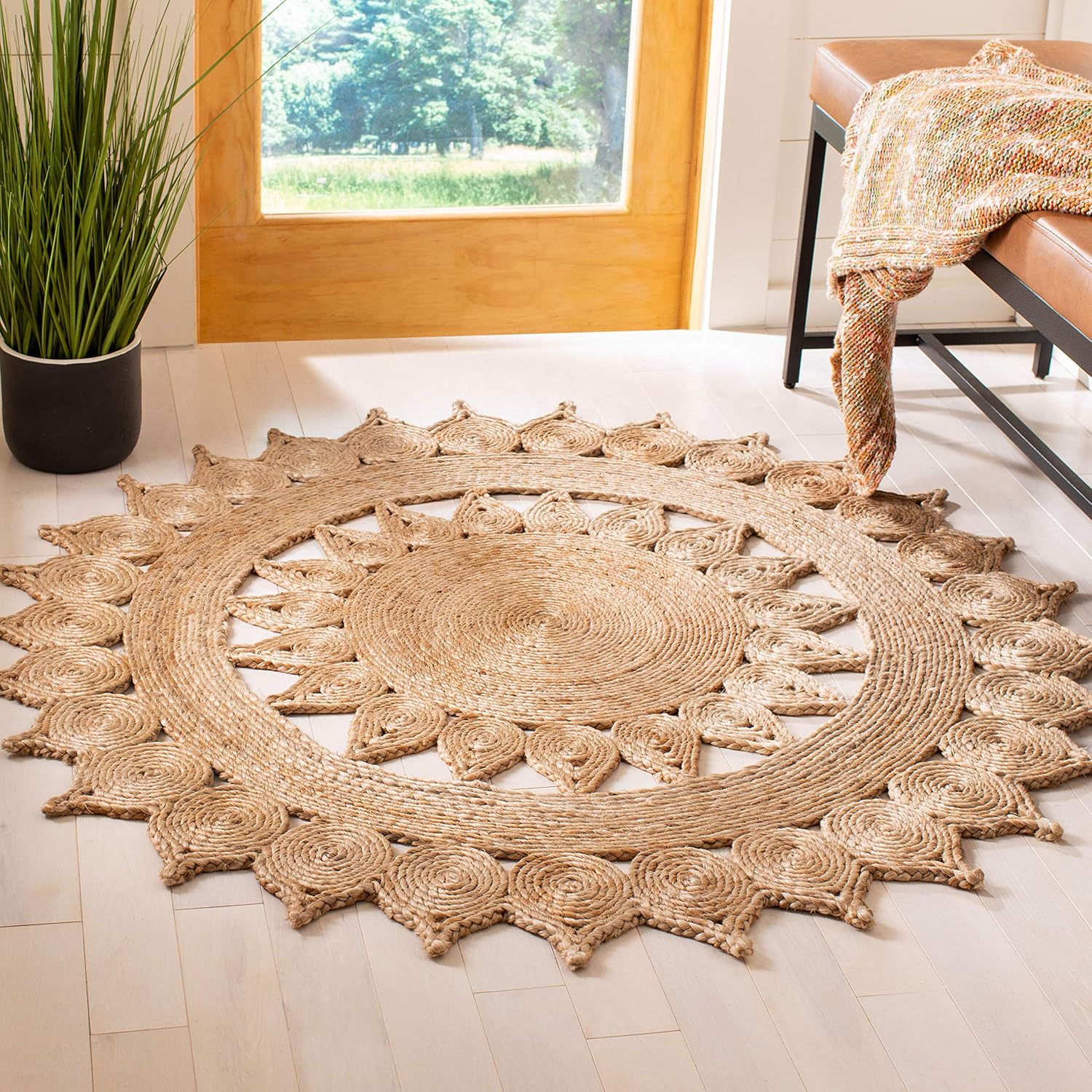 Boho Handmade Round Jute Area Rug