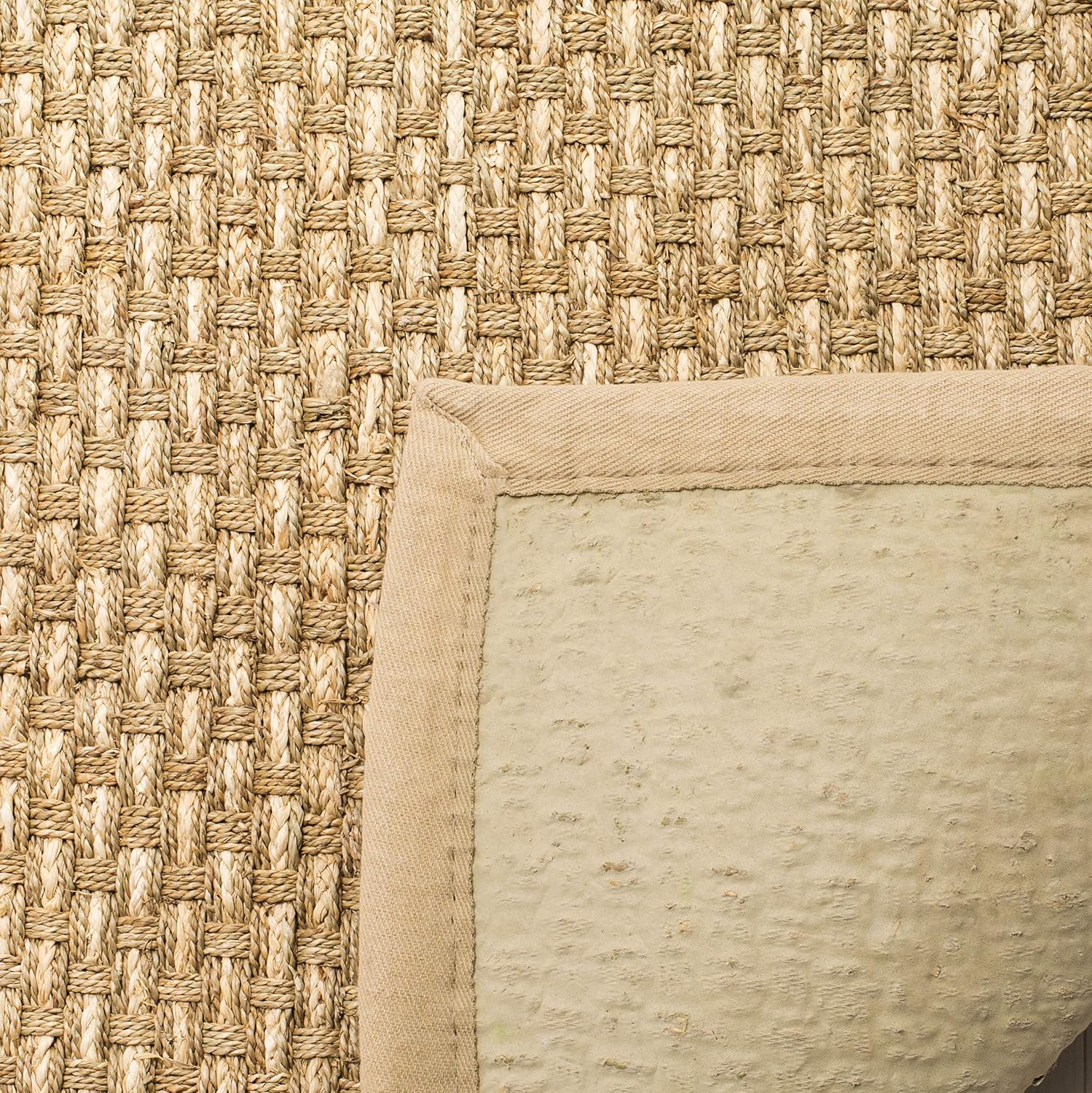 Basketweave Border Seagrass Area Rug