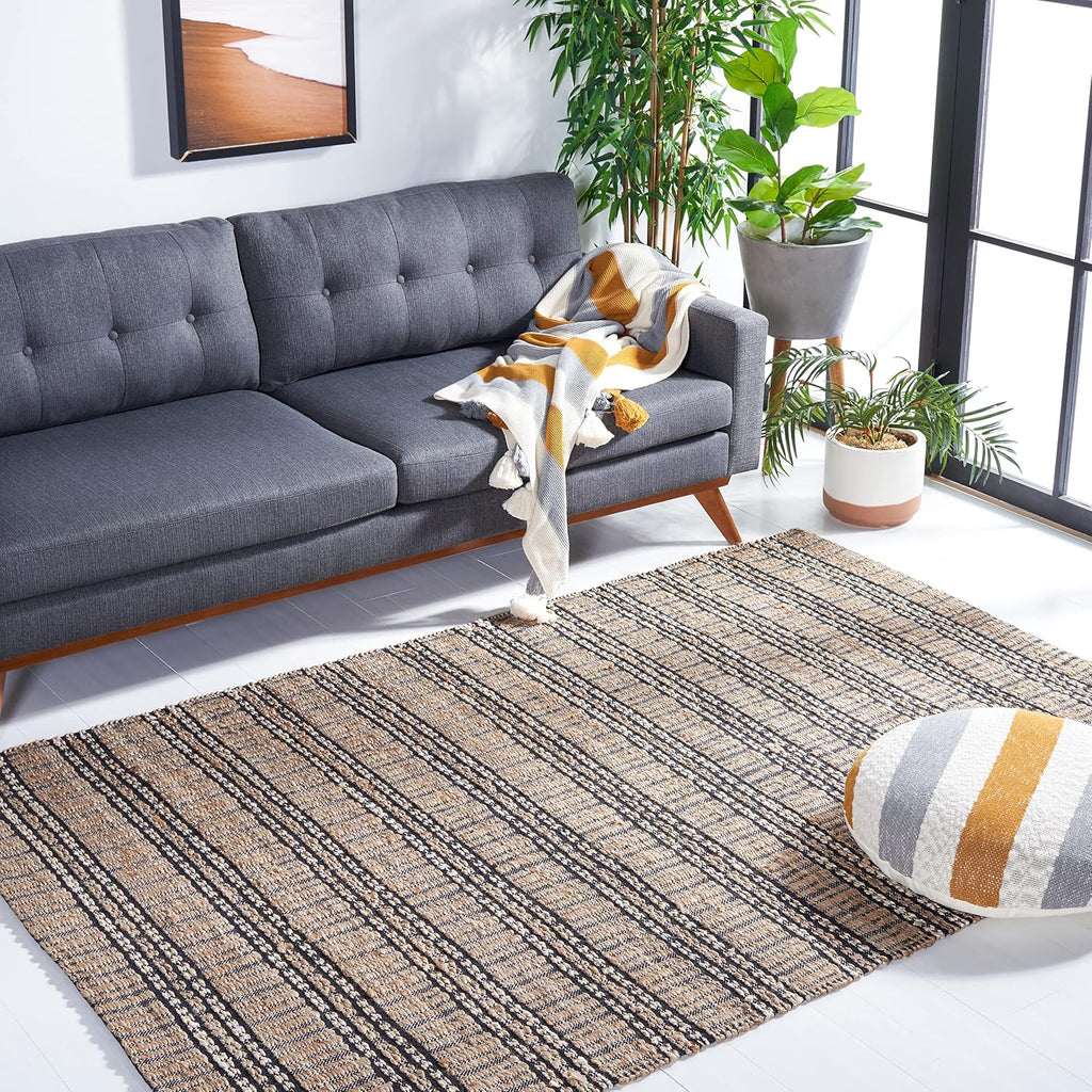 Stripe Handwoven Jute Cotton Area Rug