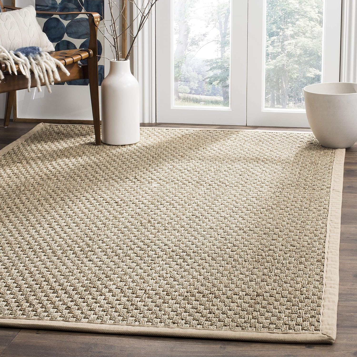 Basketweave Border Seagrass Area Rug