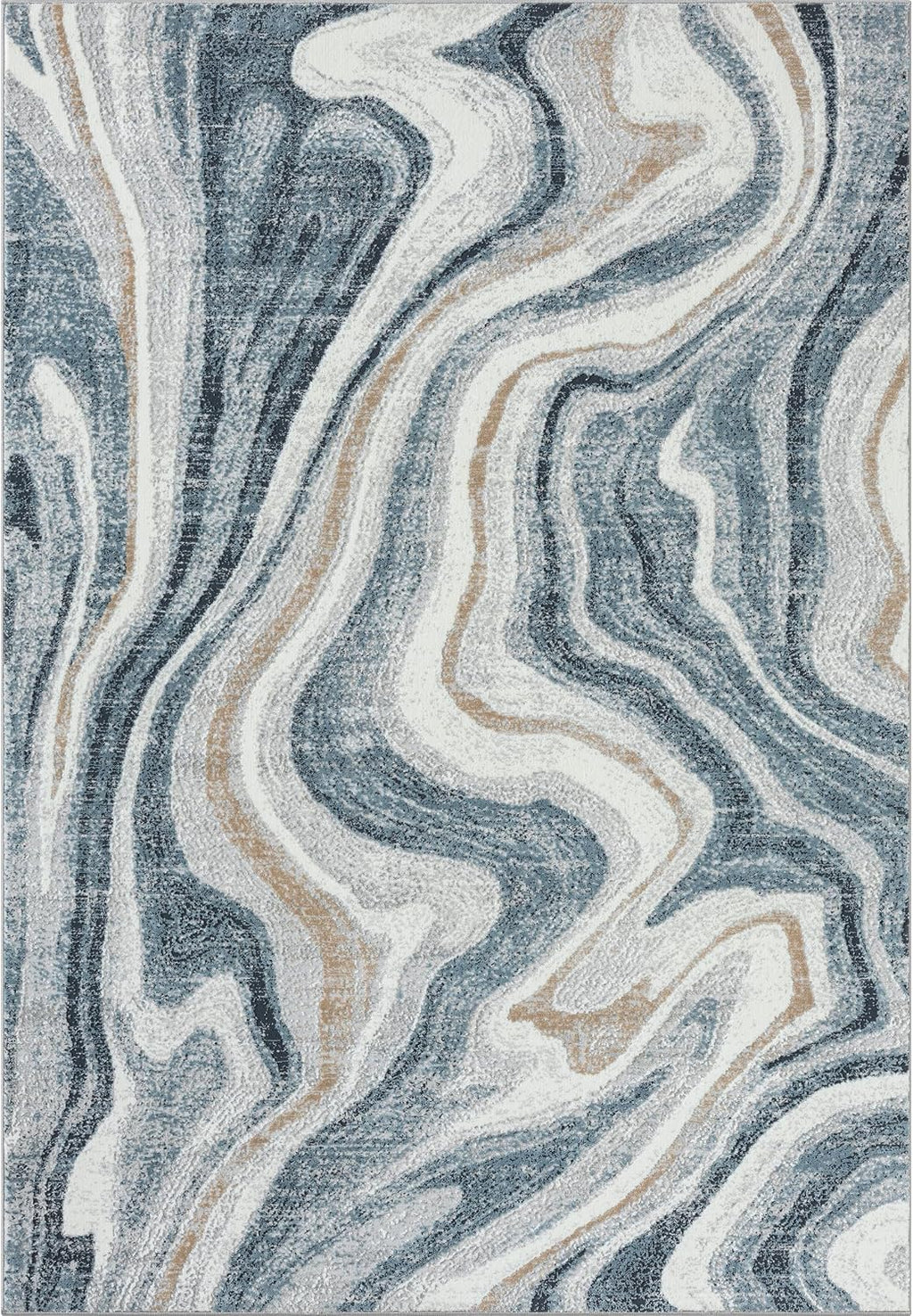Blue Marble Swirl Abstract Area Rug