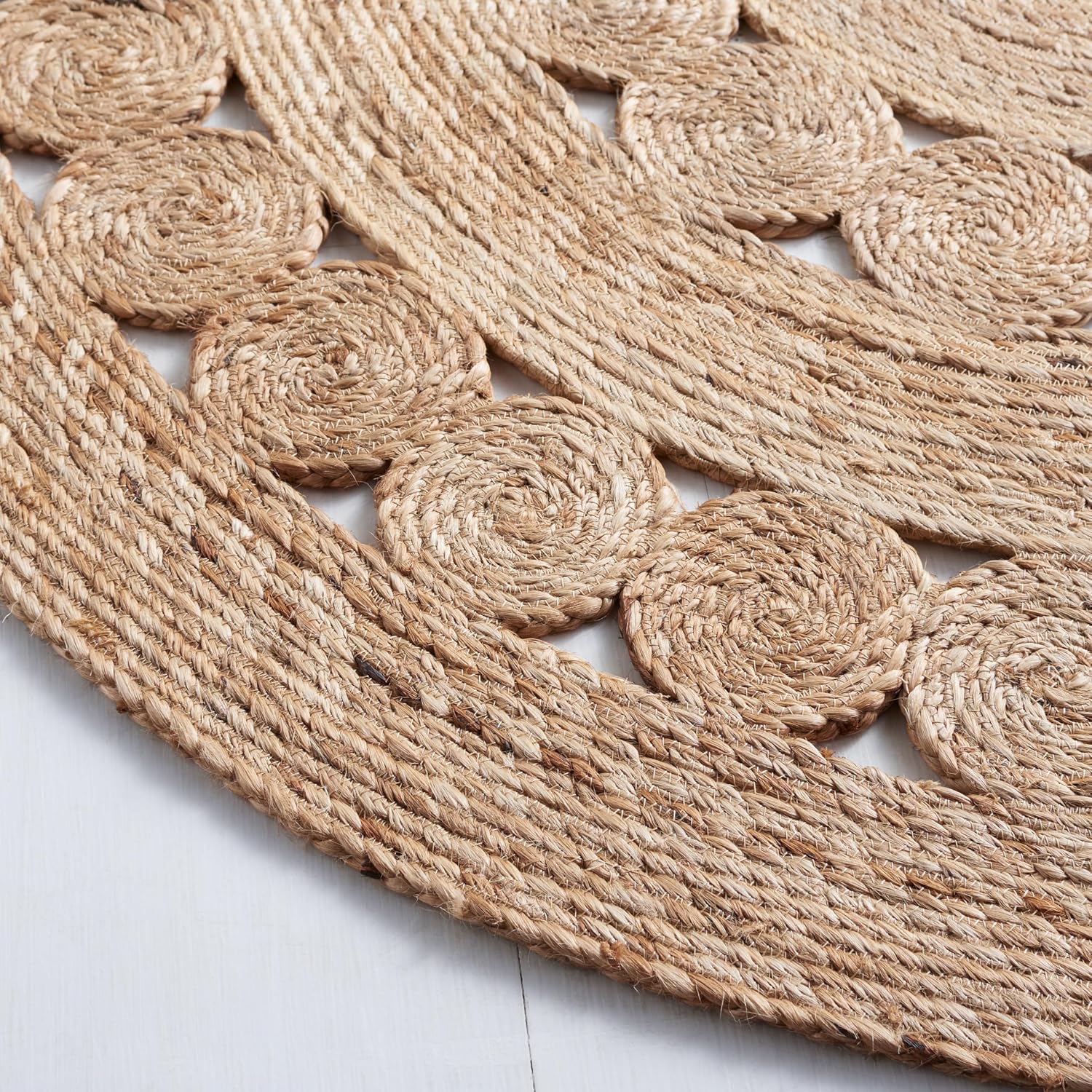Boho Handmade Round Jute Area Rug