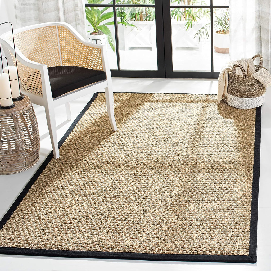 Basketweave Border Seagrass Area Rug